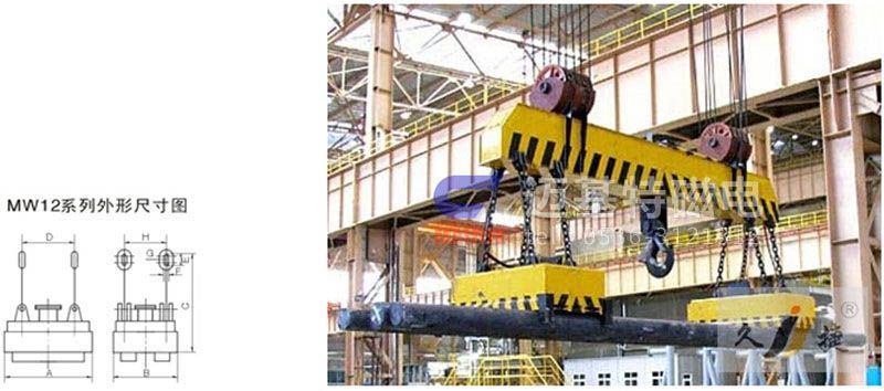 MW12系列、MW15系列吊運(yùn)捆扎螺紋鋼、圓鋼用起重電磁鐵